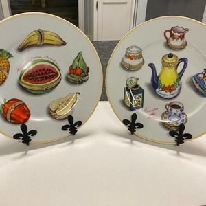 Set Of 2 St. Martin Email de Limoges Decore Plates